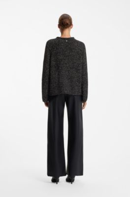 Oversized alpaca-blend sweater with metallic threads, Black