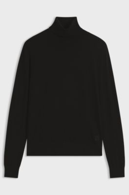 ロールネックセーター ウール カシミア ブレンド, ブラック