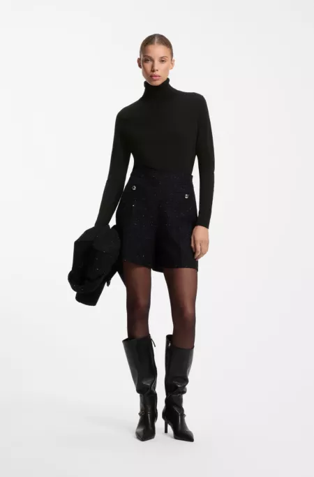 Pull à col roulé en laine mélangée et cachemire