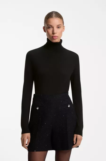 Pull à col roulé en laine mélangée et cachemire
