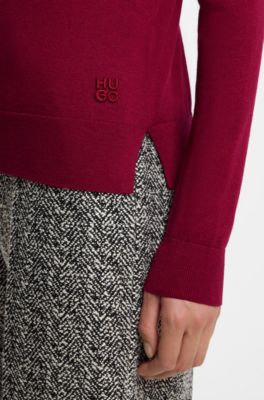 Rollneck sweater in a wool blend with cashmere, Dark Red