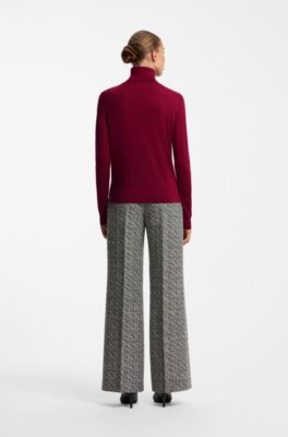 Rollneck sweater in a wool blend with cashmere, Dark Red