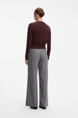 Button-front cardigan in a wool blend with cashmere, Dark Brown