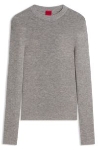 Slim-fit sweater in a wool blend with cashmere, Light Grey