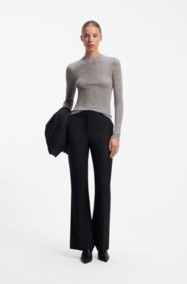 Slim-fit sweater in a wool blend with cashmere, Light Grey