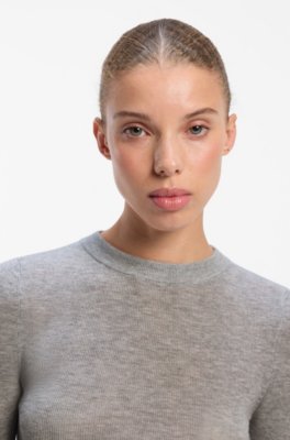 Hugo Slim-fit sweater in a wool blend with cashmere stickade tröjor dam – bild 3