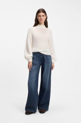Brushed chunky-knit sweater in an oversized fit, Natural