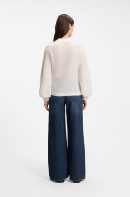 Brushed chunky-knit sweater in an oversized fit, Natural