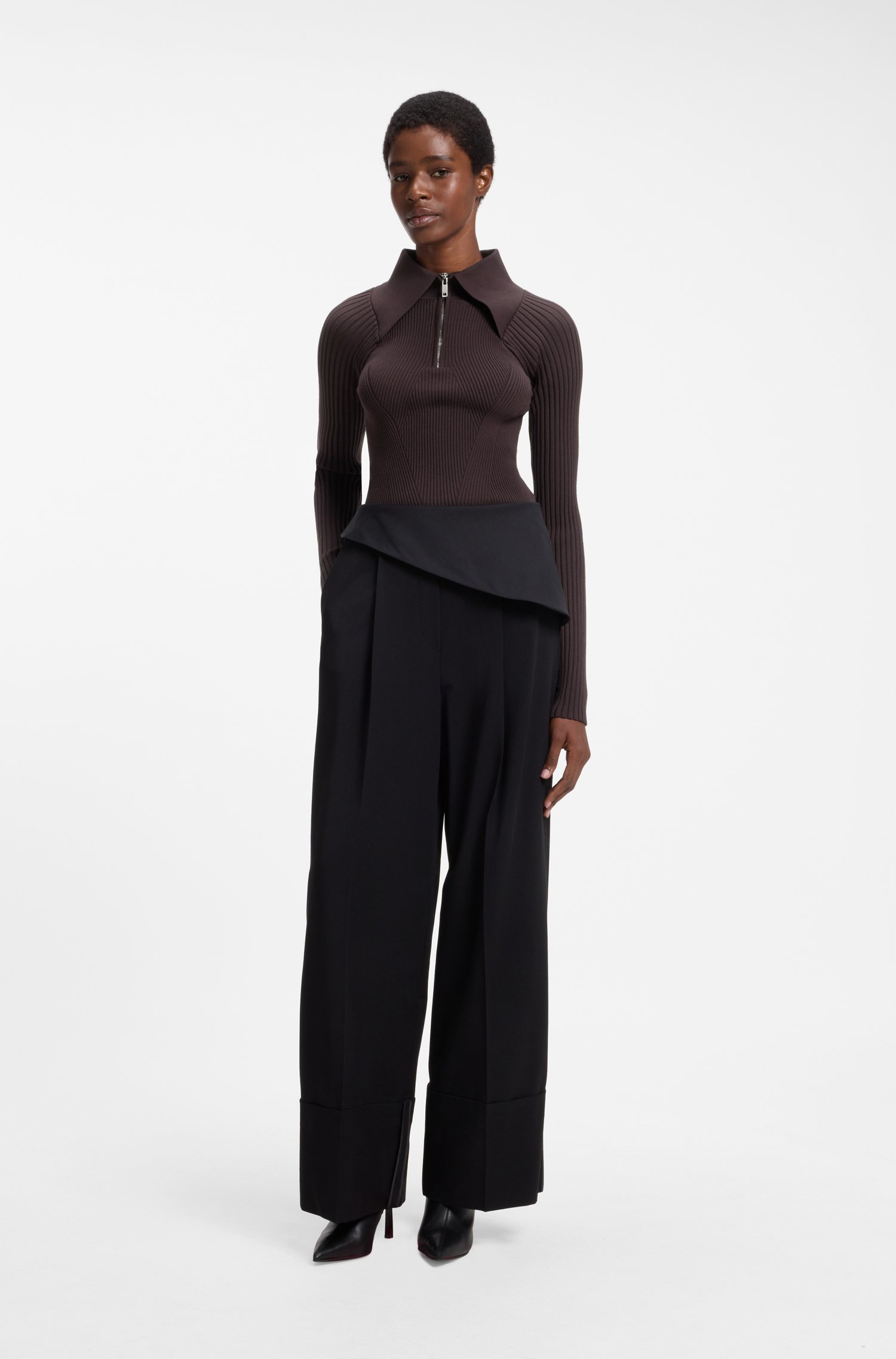 Hugo x entire studios zip-collar sweater stickade tröjor dam – bild 2