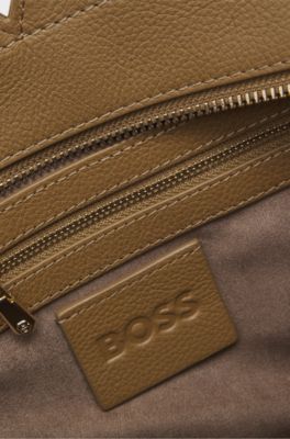 BOSS Revers Tote bag in soft suede with buckled strap , Beige