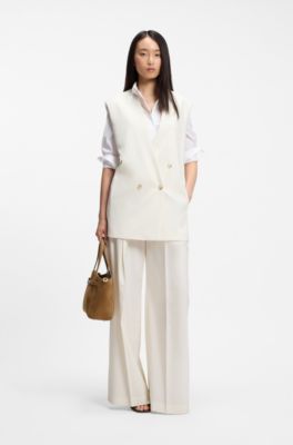 BOSS Revers Tote bag in soft suede with buckled strap , Beige