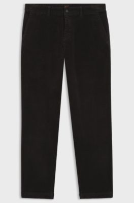 Tapered-fit chinos in stretch-cotton corduroy, Dark Brown