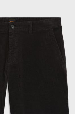 Tapered-fit chinos in stretch-cotton corduroy, Dark Brown