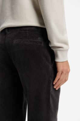 Tapered-fit chinos in stretch-cotton corduroy, Dark Brown