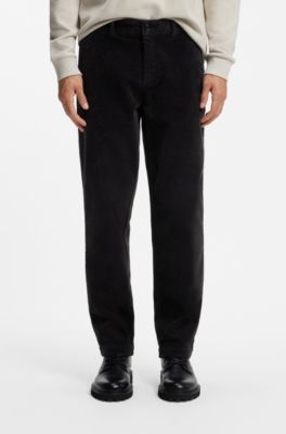 Tapered-fit chinos in stretch-cotton corduroy, Dark Brown