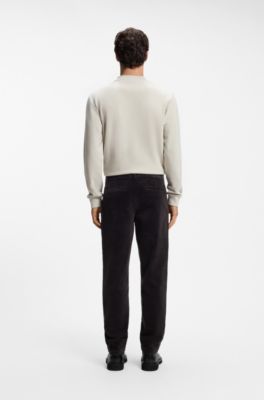 Tapered-fit chinos in stretch-cotton corduroy, Dark Brown