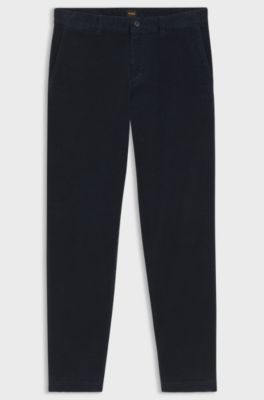Tapered-fit trousers in stretch-cotton corduroy, Dark Blue