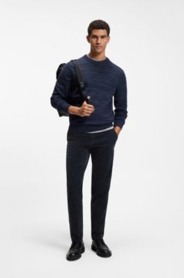 Tapered-fit trousers in stretch-cotton corduroy, Dark Blue