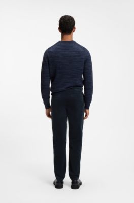 Tapered-fit trousers in stretch-cotton corduroy, Dark Blue