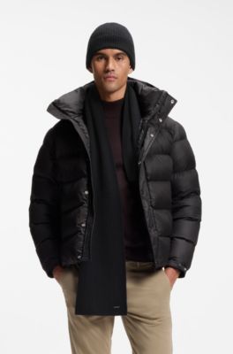 Beanie hat and scarf set in wool and cashmere, Black