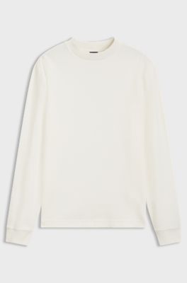 Longsleeve aus Baumwolle mit Stehkragen, Natur