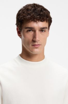 Longsleeve aus Baumwolle mit Stehkragen, Natur