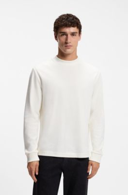 Longsleeve aus Baumwolle mit Stehkragen, Natur