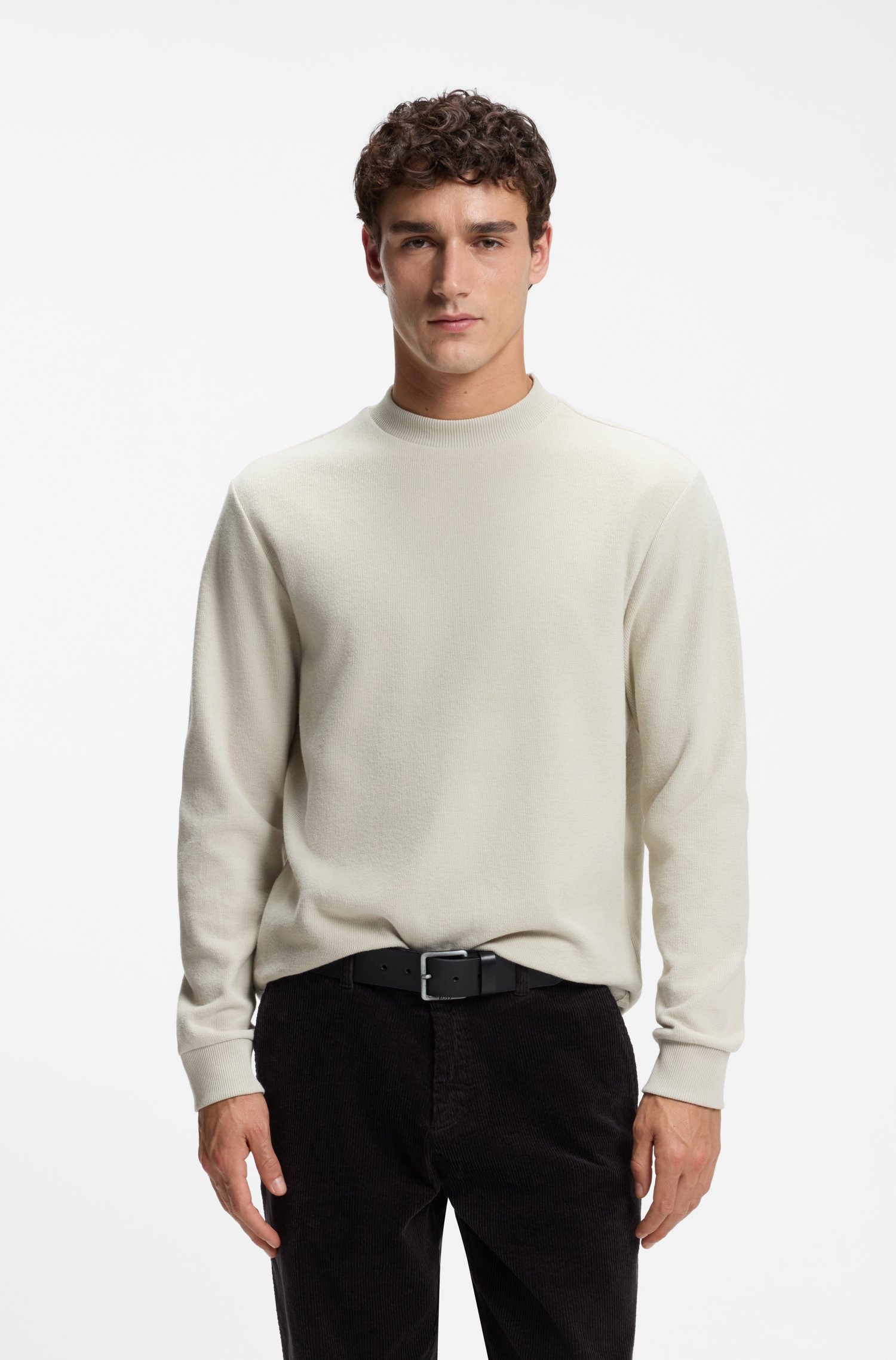 Boss Long-sleeved T-shirt in cotton with mock neckline herr