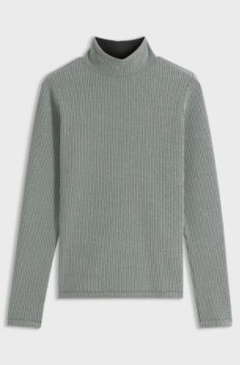 Slim-fit top with metallic-thread stripes, Grey
