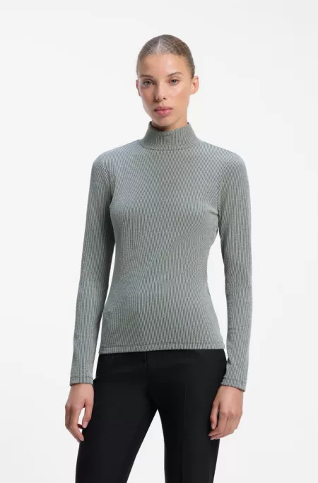 Top Slim à rayures en fil métallisé