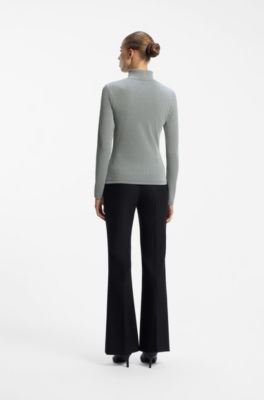 Slim-fit top with metallic-thread stripes, Grey