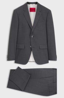 Two-piece slim-fit suit in performance-stretch twill, Dark Grey