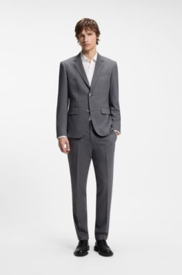Two-piece slim-fit suit in performance-stretch twill, Dark Grey