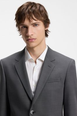 Two-piece slim-fit suit in performance-stretch twill, Dark Grey