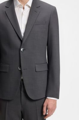 Two-piece slim-fit suit in performance-stretch twill, Dark Grey