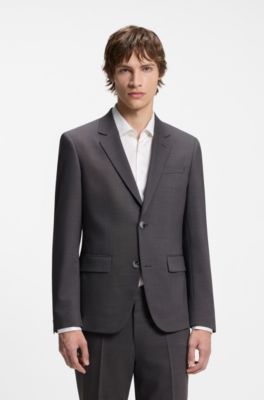 Two-piece slim-fit suit in performance-stretch twill, Dark Grey