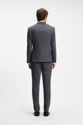 Two-piece slim-fit suit in performance-stretch twill, Dark Grey