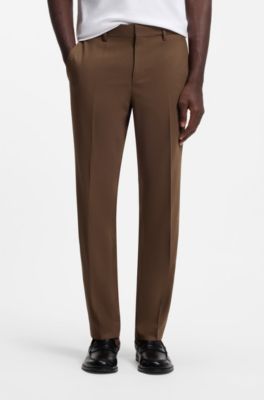Two-piece slim-fit suit in performance-stretch twill, Brown
