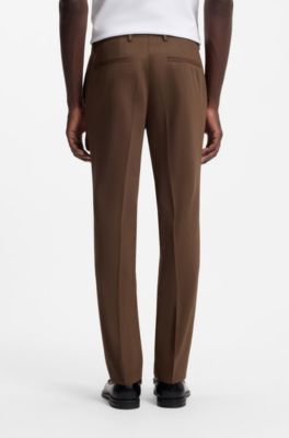 Two-piece slim-fit suit in performance-stretch twill, Brown