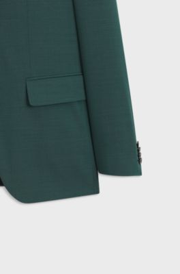 Abito slim fit in twill elasticizzato ad alte prestazioni a due pezzi, Verde scuro