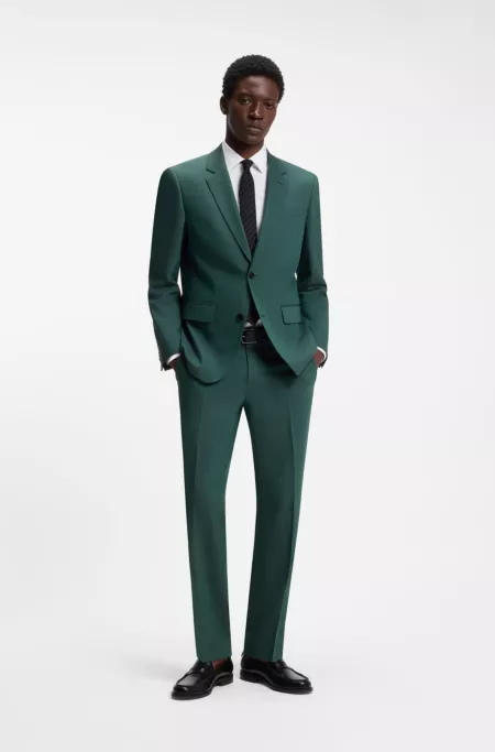 Two-piece slim-fit suit in performance-stretch twill