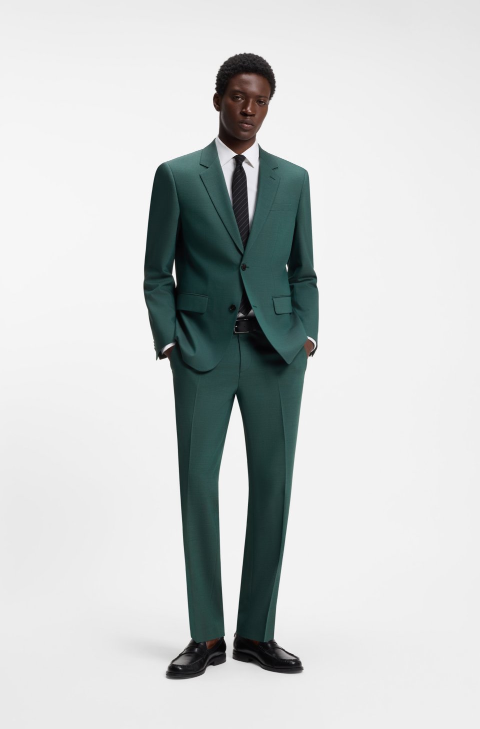 Two-piece slim-fit suit in performance-stretch twill