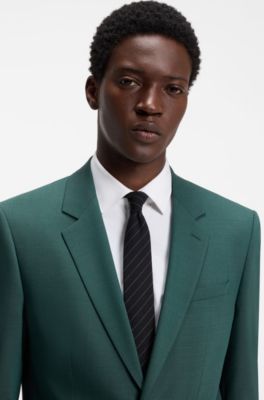 Two-piece slim-fit suit in performance-stretch twill, Dark Green