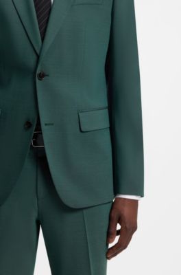 Two-piece slim-fit suit in performance-stretch twill, Dark Green