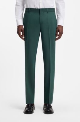 Two-piece slim-fit suit in performance-stretch twill, Dark Green