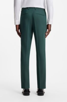 Two-piece slim-fit suit in performance-stretch twill, Dark Green