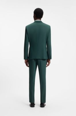 Two-piece slim-fit suit in performance-stretch twill, Dark Green