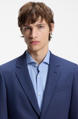 Two-piece slim-fit suit in performance-stretch twill, Blue