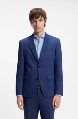 Two-piece slim-fit suit in performance-stretch twill, Blue