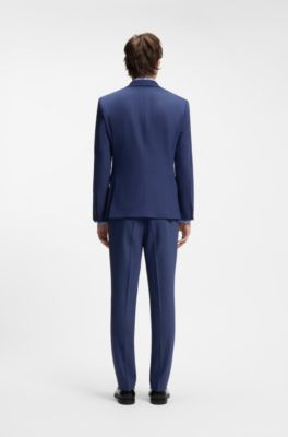 Abito slim fit in twill elasticizzato ad alte prestazioni a due pezzi, Blu